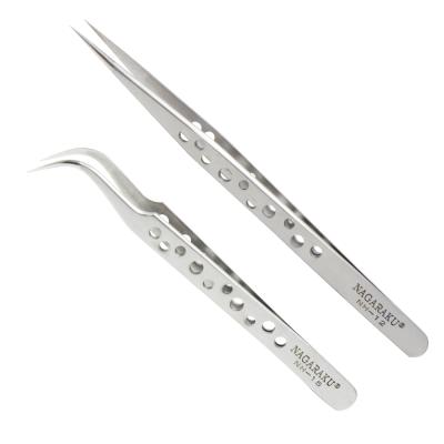 China Stainless Steel NH-15 NH-12 Straight And Curved Volume Tweezers Eyelash Extension NAGARAKU Lightweight for sale