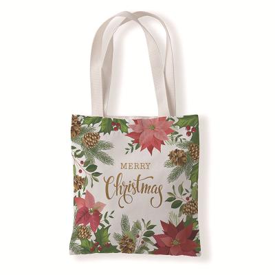 China Heavy Duty Customized Cotton Logo Printing Cotton Shopping Bag Christmas Tote Bag for sale