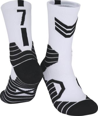 China Wholesale Soft 100% Black White Cotton Embroidered Terry Oem Men's Unisex Sports Socks Custom Logo Compression Athletic Rubber Crew Socks for sale