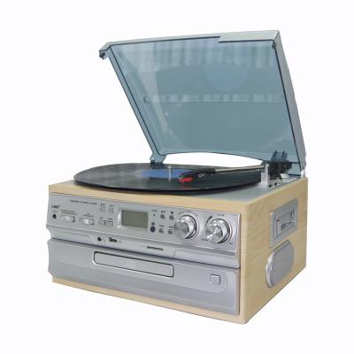 China Turntable Vintage Professional Design Turntable Vinyl Multi Player with USB Disk Radio Cassette and CD Play AM FM for sale