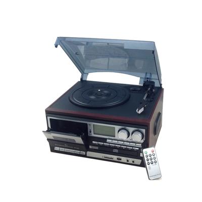 China Turntable Player Vinyl Record Player Cassette Record and CD Player AM FM Radio Stereo Phonograph Recorder in Dual Speaker Picture for sale