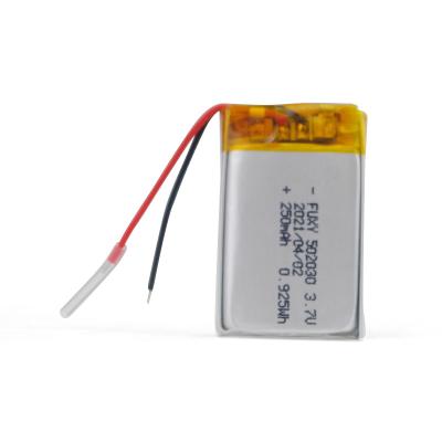 China Custom High Quality Toys Lithium Rechargeable Battery 502030 250mAh 3.7V Lithium Polymer Battery for sale