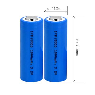 China Toys Supply High Discharge Rate 3C Lithium Battery IFR18500 3.2V 3.65V 1000mAh Lithium Iron Phosphate Battery For Power Tools for sale