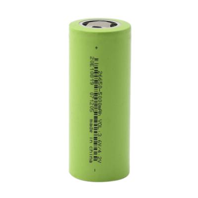 China Cylindrical Toys 26650 Li Ion Battery Cells High Discharge Battery 3.6V 5000mAh 3C With Flat Or Treble Main Customized Battery Pack for sale