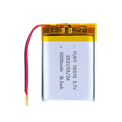 China Rechargeable toys 115570 3.7V 5000mAh lithium polymer Li-ion battery for electronic toys lithium ion batteries for sale