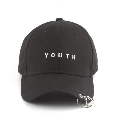 China Summer COMMON Baseball Cap With Casual Noise Ring Women Men Hip Hop Snapback Iron K Letters Embroidery Baseball Hat Fitted Hat for sale