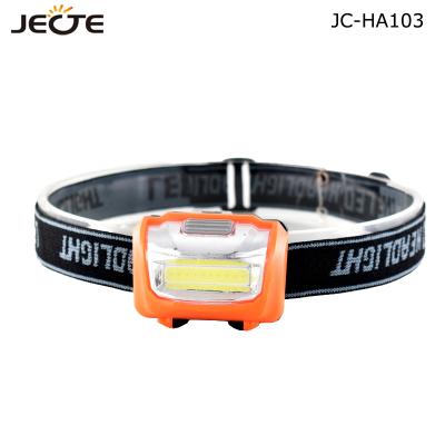 China ABS plastic for camping head cheap outdoor COB battery 3W LED torch JECTE AAA plastic lamp headlamp for sale