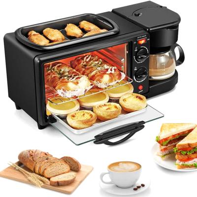 China Household Timer Family Size Automatic Toaster Oven Coffee Maker Multifunction 3 in 1 Set Breakfast Maker Machine for sale