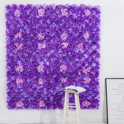 China Modern Warm Flower Wall Decoration Wall Backdrop Purple Wedding Rose Wall Flowers for sale