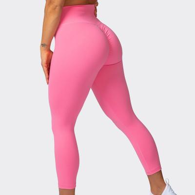 China Breathable Bright Pink Toe Lifting Up High Waist Custom Logo Fitness Sport Leggings For Women Gym Wear for sale