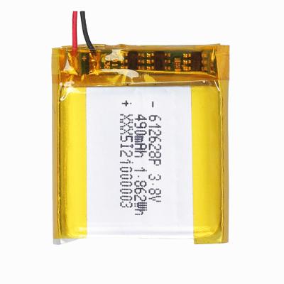 中国 スマートなブレスレットのための612628のポリマー リチウム電池3.7V 490mAh 販売のため