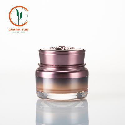 China Durable Wholesale Cosmetic Packaging Bottle 50g Double Color Face Cream Acrylic Cosmetic Jar CY19001DS-4G1 for sale