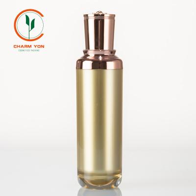 China Wholesale Cosmetic Packaging Acrylic Lotion Bottle Gold Color Skin Care Bottle 15ml 30ml 50ml 100ml Cylinder Lotion Bottle for sale