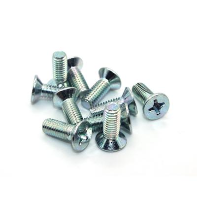 China Carbon Steel Blue-White Zinc Flat Head Screws Cross Countersunk  Gb819 Countersunk for sale