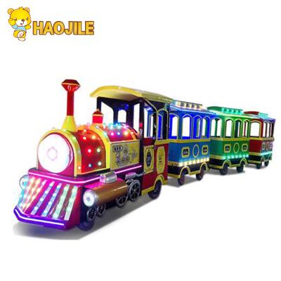 China Amusement Park Mall Train Fiberglass + Steel Battery Operasted Attractions Tourist Road Trackless Train for sale