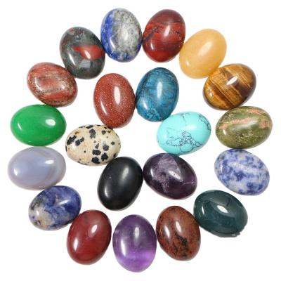 China Natural Cabochon Gemstone Crystal Stone Cabochon Flatback Oval Stone 15x20mm Quartz Agates For Ring Earrings Jewelry Making for sale