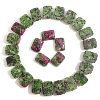 China Cheap Stone 13x18mm Rectangle Ruby Zoisite Cabochons Flatback Gem Cabochons For Jewelry Making for sale