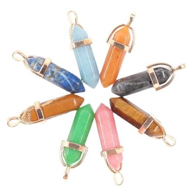 China FASHIONABLE Natural Quartz Crystals Stone Healing Hexagon Point Pendulum Point Chakra Pendants For Jewelry Making for sale