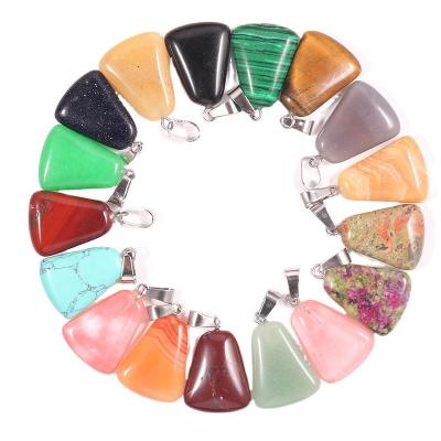 China 20mm Small Multicolor Natural Customized TRENDY Crystal Quartz Carved Trapezoid Stone Pendant for DIY Jewelry Making Necklace for sale