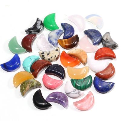 China Europe wholesale custom made natural small crystal healing moon crystal stone for jewelry making moon bend crafts for sale