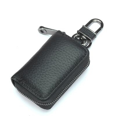 China Normcore / Genuine Leather Key Chain Car Key Holder Bag Minimalist Protector Case With Zipper For Key FOB for sale