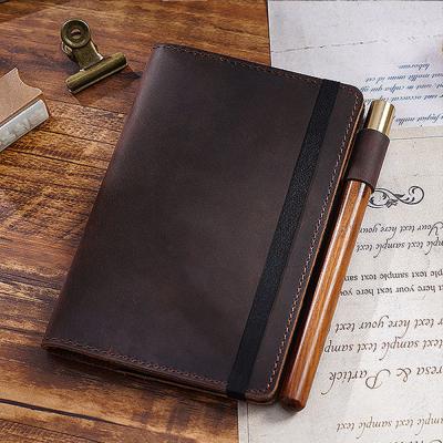 China Handmade Genuine Leather Refillable Leather Journal Writing Notebook Vintage Crazy Horse Cowhide Travel Passport Cover Handmade for sale