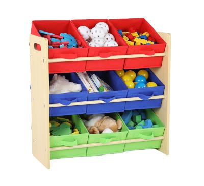 China Sustainable Fabric Storage Bins Toys Storage Shelf Set Home Furniture Modern Design For Kids for sale