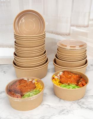 China Recyclable Round 750ml Kraft Cardboard Salad Bowl for sale