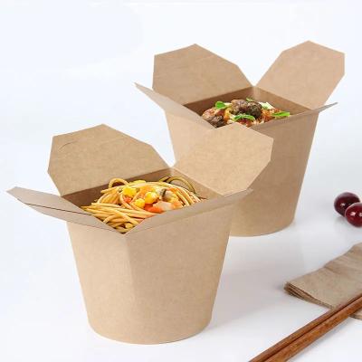 China Small Recyclable Compostable 16oz Food Tub / Brown Noodle Box for sale