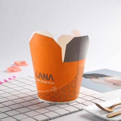 China Recyclable Custom Bottom Disposable Kebab Paper Chinese Cardboard Takeout Box 16oz Doner Noodle Ring Packaging Box for sale