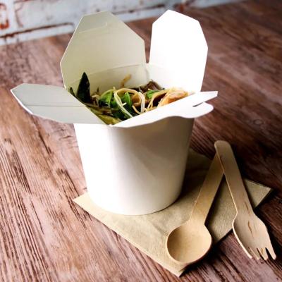 China Recyclable Chinese 16oz White Take Out Paper Box , Noodle Removal Collapsible Food Container for sale