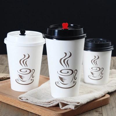 China White Recyclable Disposable Paper Coffee Cups 8oz 12 oz 16oz Hot Paper Cups Thickened Paper Style for sale