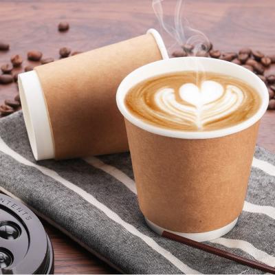 China 12 Oz Recyclable Biodegradable Poly Paper Coffee Cup Food Grade Kraft Double Wall for sale