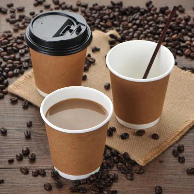 China Recyclable Degradable Disposable Wallpaper Wrapping Paper Hot Food Coffee Cups Double Cups With Lids for sale