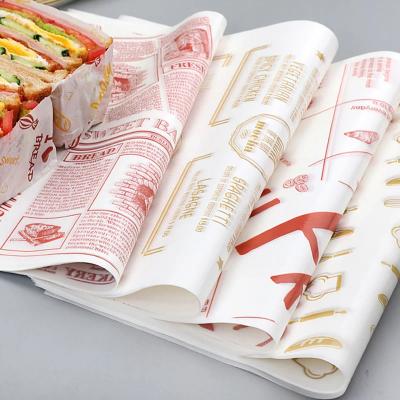 China Food Grade Greaseproof Custom Printed Wax Coated Sandwich Patty Burger Wrapping Paper Greaseproof Wrap for sale