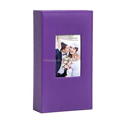 China Fashionable Factory Customized 3 Inch Photo Bag With Window Pocket Photo Album The Small Black Lychee Pattern Interior Double Sided Wedding Page for sale