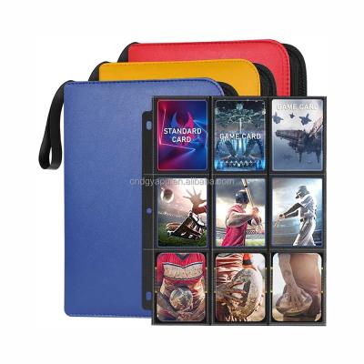 China Ultrasonic Pressed Double Sided 3 Hole Photo Album Black Lychee High End Custom Zipper Bag 3 Inch Game Card Storage Book for sale