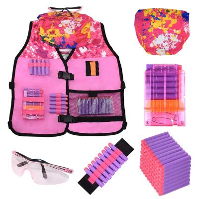 China 2021 Toy Gun Amazon Best Seller Pink Girls Tactical Vest Kit with Reload Darts Reload Clips Bandana Wrist Band Protective Glasses for sale