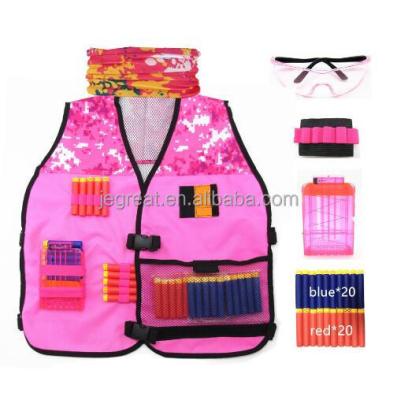 China Toy Gun Girls Tactical Vest Kit with Refill Darts Clip Bandana Tactical Wrist Band and Protective Glasses for sale