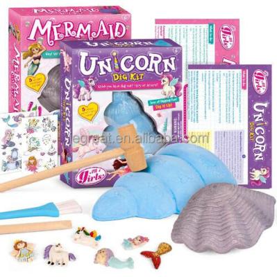 China Expand Imagination Excavation Toy Discover Mermaid Unicorn Dig Kit For Kids for sale