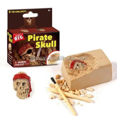 China Expand Imagination New Excavation Toy Kit Archeology Set Dig Pirate Skull Skeleton for sale