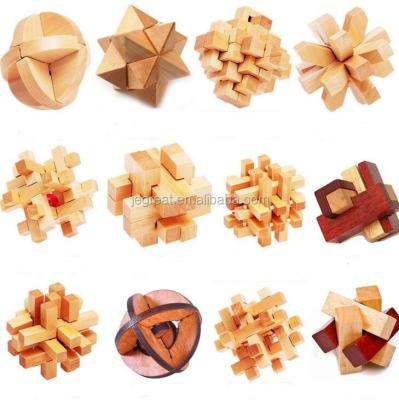 China Development Intellectual Chinese Classical Wooden IQ Lock Puzzles Brain Teasers Kongming Luban Lock for sale