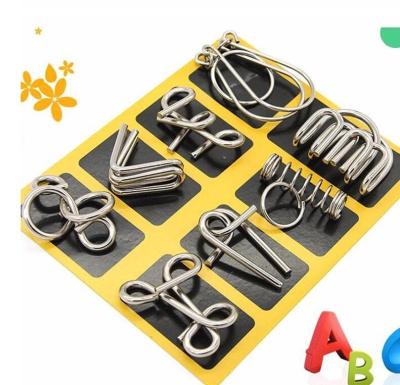 China Intellectual Development 8pcs/set IQ Test logical Brain Teaser Metal Wire Puzzles for Adults for sale