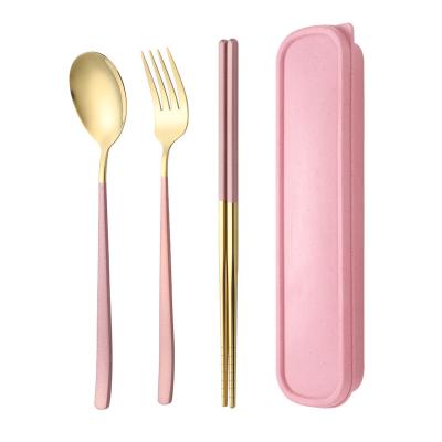 China Sustainable Reusable Reusable Flatware and Travel Stainless Steel Cutlery Set Stainless Steel Cutlery Spoon Camping Camping Cutlery Set with Case for sale