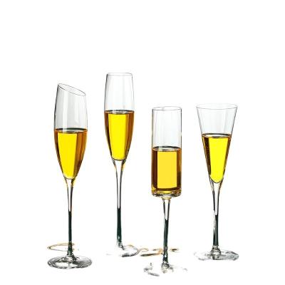 China Household high-end creative European-style cup champagne glass wine crystal-like transparent tall glass high level can be the whole case for sale