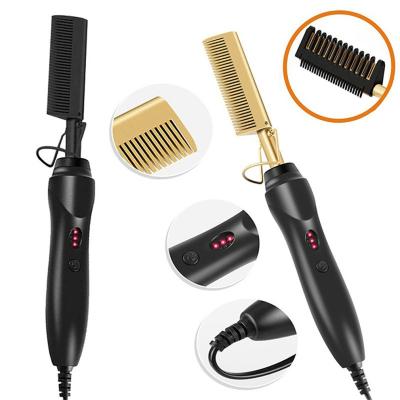 China Safety Titanium Flat Irons Hair Straightener 2 in 1 Electric Hot Comb Fast Hair Styler Portable Hair Brush Straightener for sale