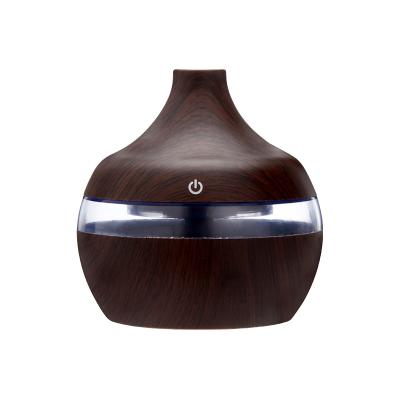 China USB Mini Air Purifier Essential Oil Wood Grain Color Changing Air Humidification+Light 7 Ultrasonic Mist Aroma Diffuser Air Humidifier 300Ml for sale