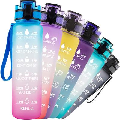 China Minimalist Amazon Top Selling Outdoor Sports Water Bottles Camping Reusable Leakproof Motivational Water Bottle 32oz With Straw BPA Free for sale