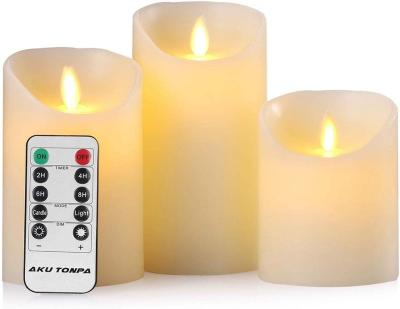 China Flameless Holiday Time Table Wax Light Activated Flameless Led Candle With Timer for sale