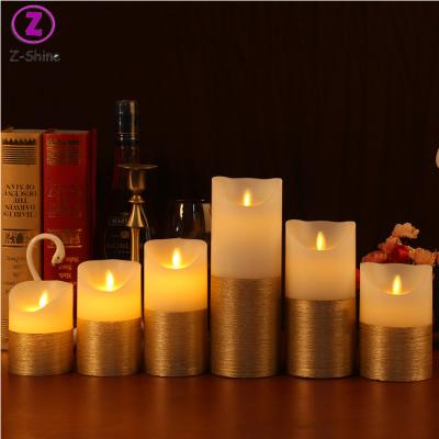 China Bsci factory flameless wick candles D7.5*H10CM wholesale gold electric candle electric led flameless candle for sale